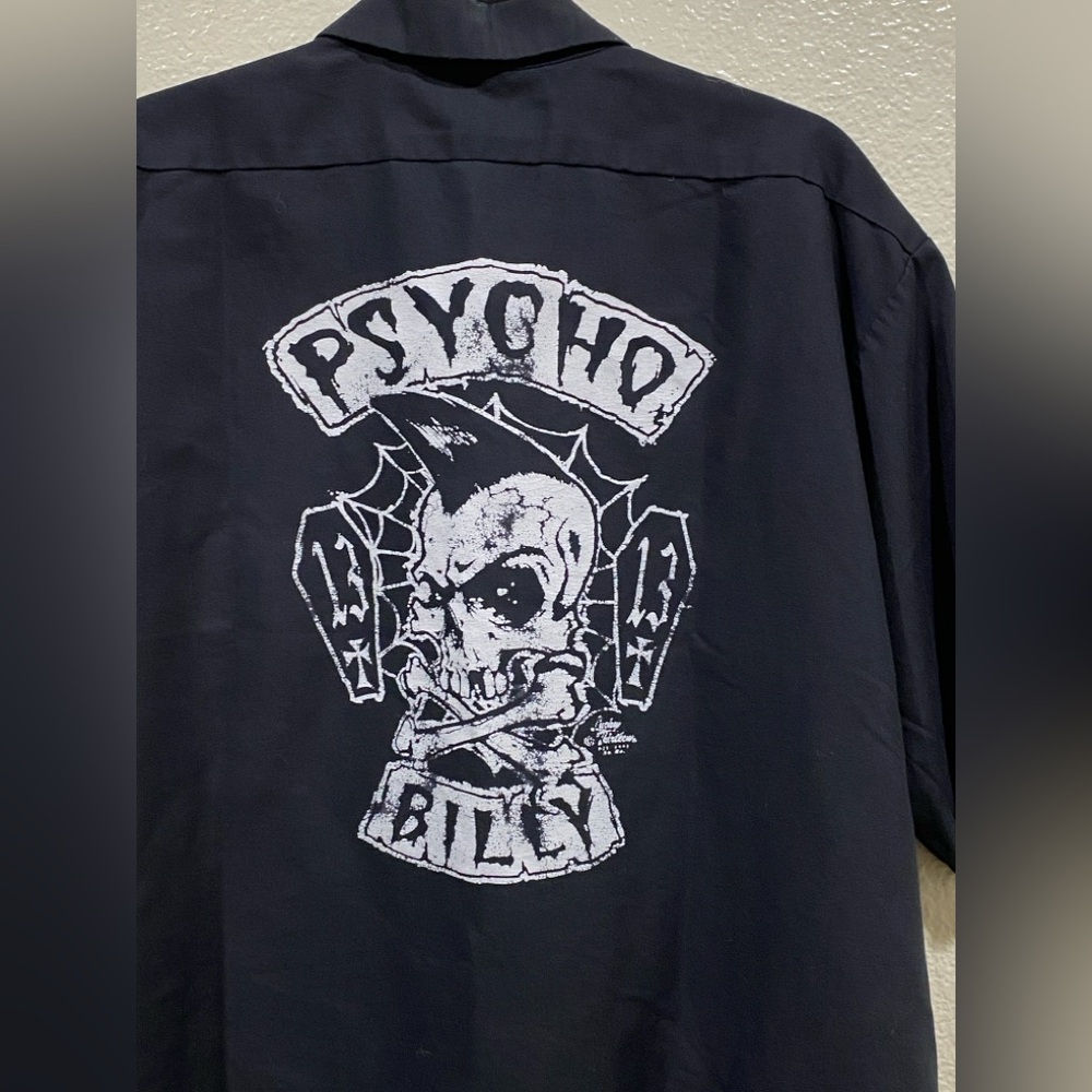 Lucky 13 Psycho Billy Skull Black Graphic Men's Shirt XXL-SS - Picture 6 of 6
